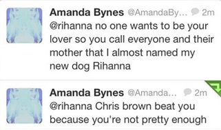 Amanda Bynes terrible domestic abuse tweet at Rihanna 