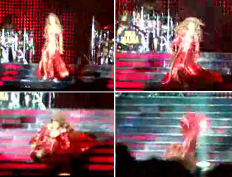 Beyonce falls down stairs during concert 